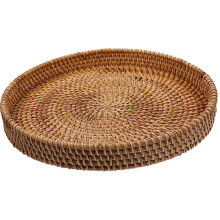 Plateau de service en rotin brun clair 28 cm (11 pouces) - Lot de 1