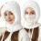 Conjunto feminino 3 em 1 de gorro, cachecol e máscara de tricô 3