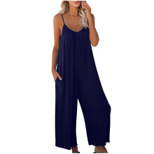 Ærmeløs, justerbar jumpsuit med lommer til kvinder