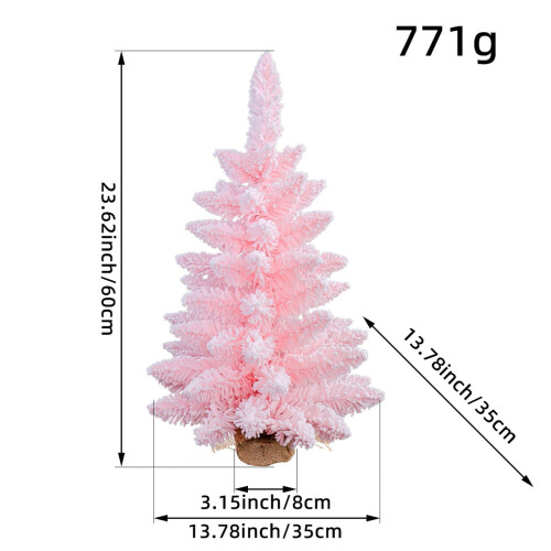 Pink Flocked Snow Christmas Tree 24 inch Artificial