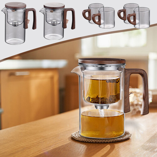 Glass Tea Pot with Infuser and Wooden Handle