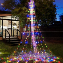 Guirlande lumineuse de Noël extérieure, 350 LED, 9 brins, 3,8 m (12,5 pi), blanc chaud