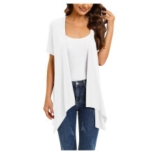 Women's Lightweight Short Sleeve Open Front Cardigan White