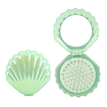 Mini szczotka do włosów z lusterkiem, przenośna, składana, grzebień, podróżna