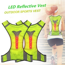LED reflective safety vest for night running and cycling