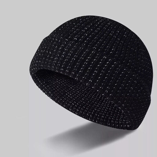 Ανακλαστικό καπέλο Beanie για γυναίκες και άνδρες, μαύρο