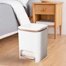Foot Pedal Trash Can Modern White Drum Design 12L