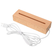 Présentoir lumineux LED, base en bois, verre acrylique