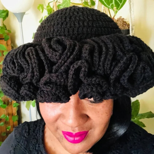 Cappello a secchiello antivento all'uncinetto con tesa a balze (1 pezzo) 2