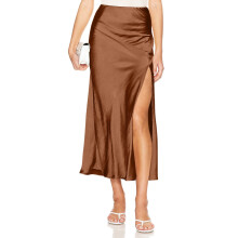 Women's Casual Summer Skirt Button Front Vent Pockets