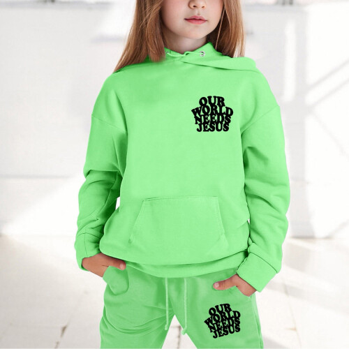 Ensemble sweat à capuche et pantalon enfant vert uni 1-2 ans 1