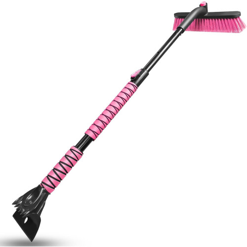 Schneebürste und Eiskratzer, 112 cm ausziehbar, rosa