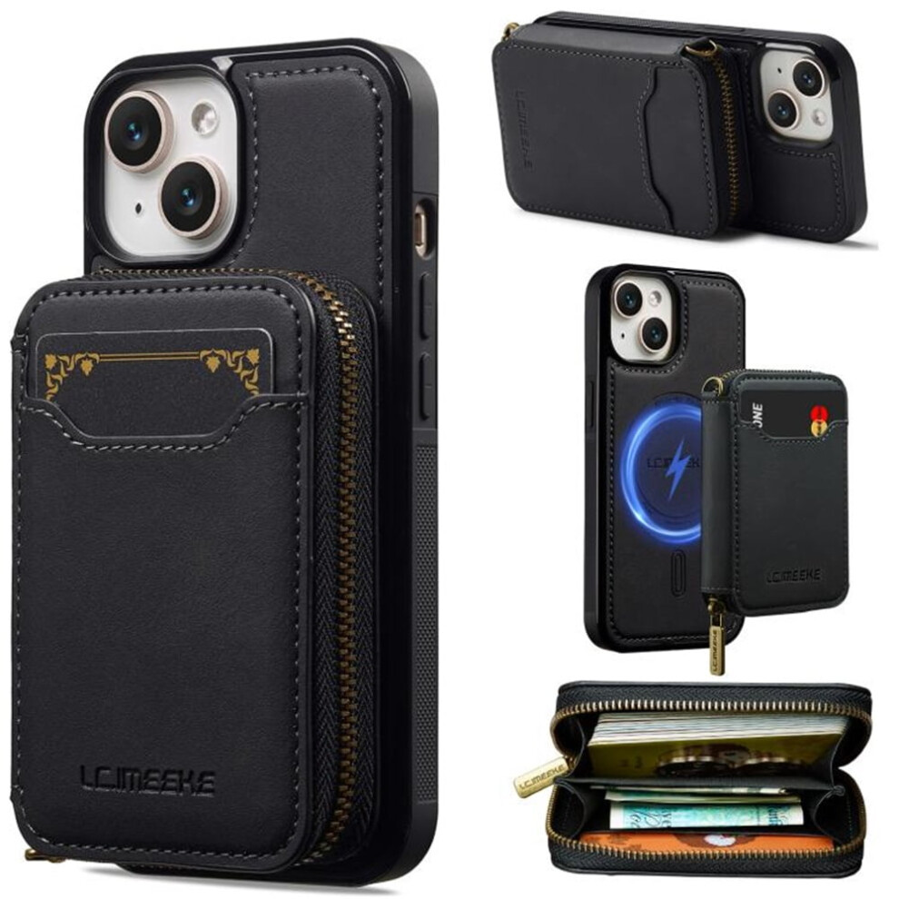 Leather Wallet Phone Case With Zipper Pocket For Iphone 15 941196010490