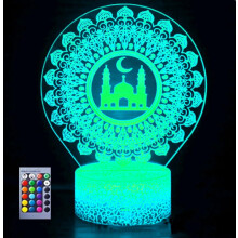 Nočná lampa Alah, 16-farebná akrylová stolová lampa napájaná z USB