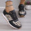 Dame Casual Sneakers Leopard Patchwork Sort Størrelse 9.5 5
