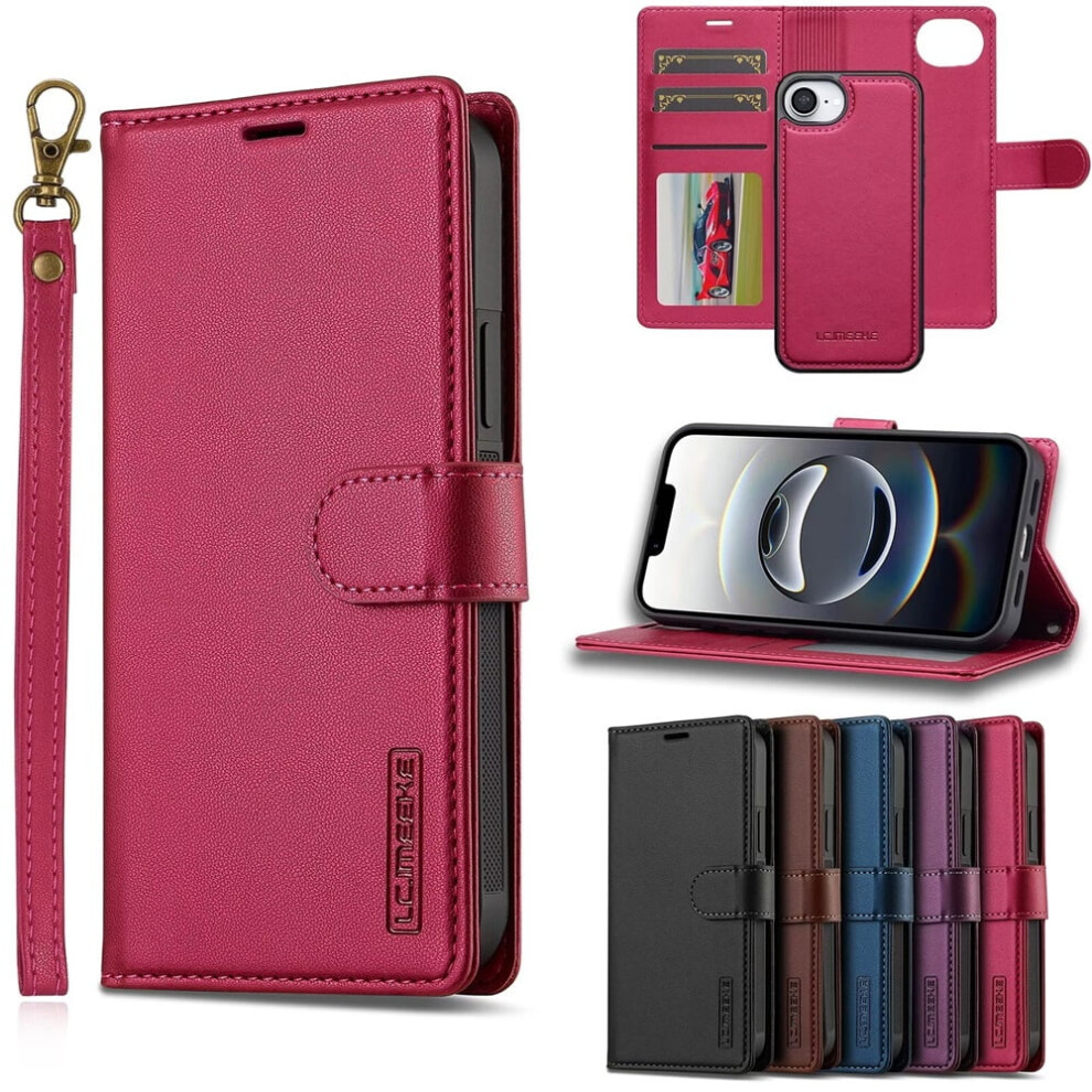 Lc.imeeke Iphone 16E Wallet Case 2-In-1 Red 9418476984327