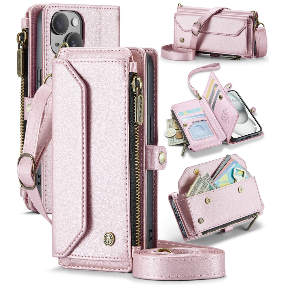 Caseme Leather Wallet Case For Iphone 15 6.1-Inch Pink 9418476971914