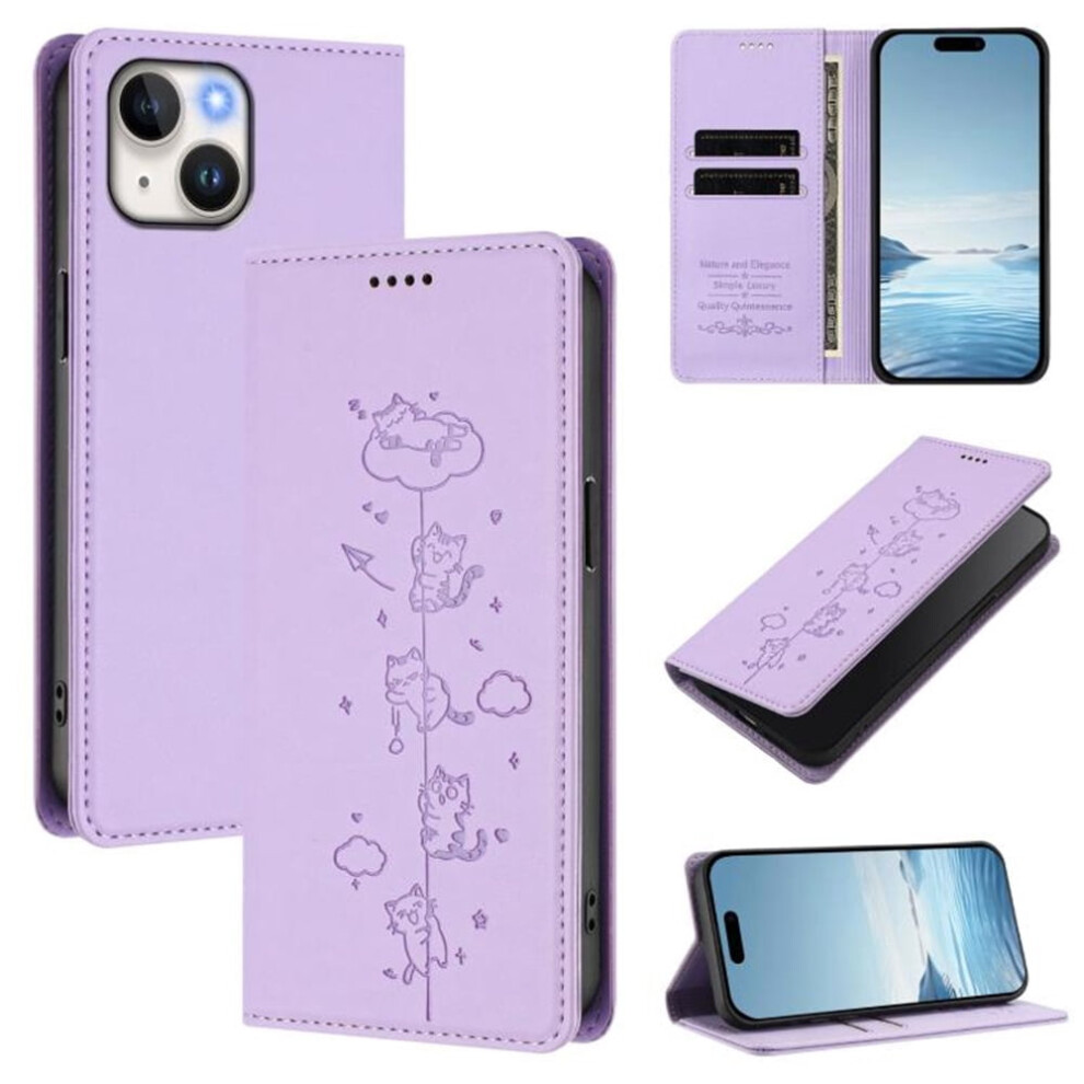 Leather Flip Wallet Case For Iphone 13 Purple 941196013705