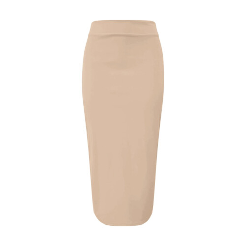 Γυναικεία πλεκτή φούστα μολύβι Ponte με πλαϊνό σκίσιμο, μπεζ, 2