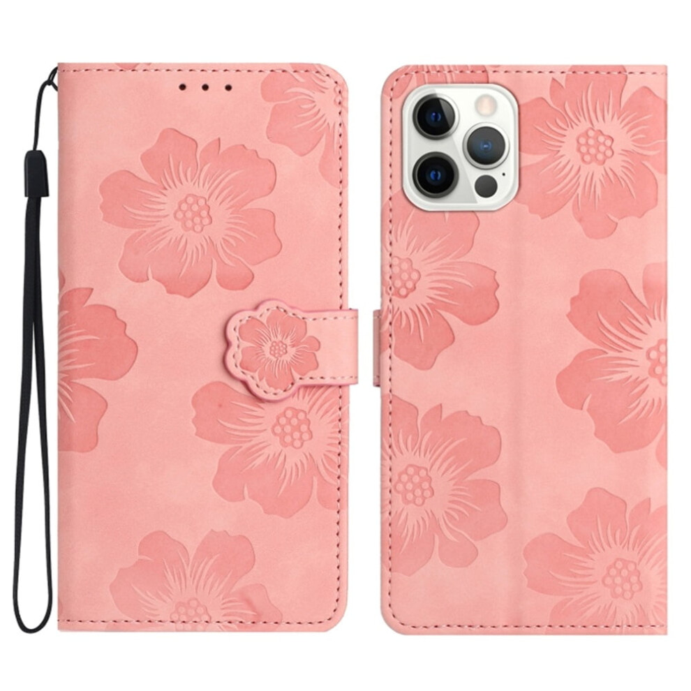 Leather Flip Wallet Case For Iphone 13 Pro Max Flower Pink 9152228967236