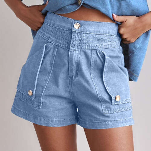 Damen-Trainingsshorts mit hohem Bund, Retro-Stil, einfarbig 1
