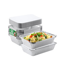 Aluminum Pans with Lids 8x6 inches 50-Pack