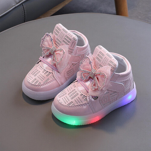 Piger LED-sneakers lyserøde sportssko størrelse 1 1