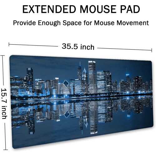 Spillmusematte Chicago Skyline 35,5 x 15,7 tommer 1
