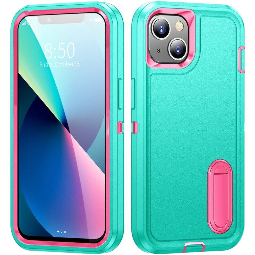Iphone 13 Case With Kickstand Shockproof Rugged Cover Green 9418476989704