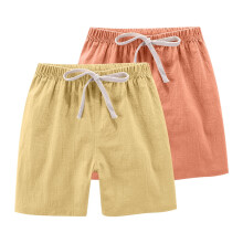 Set pantaloni scurți din in sintetic, culoare solidă, cu șnur, pentru copii, vârste 2-13 ani, pentru exterior, familie și purtare zilnică