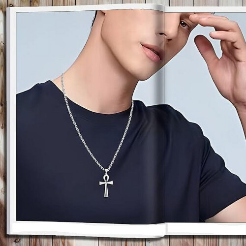 Κολιέ με σταυρό Rolo Chain Ankh 16-24 ίντσες από ανοξείδωτο ατσάλι 316L 1