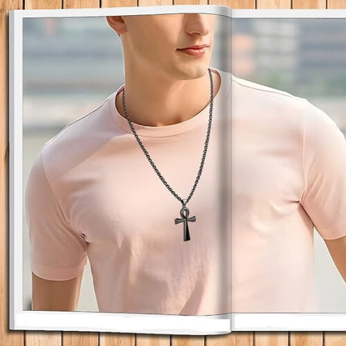 Κολιέ με σταυρό Rolo Chain Ankh 16-24 ίντσες από ανοξείδωτο ατσάλι 316L 2