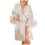 Women's lightweight robe with feather trim white XL 1