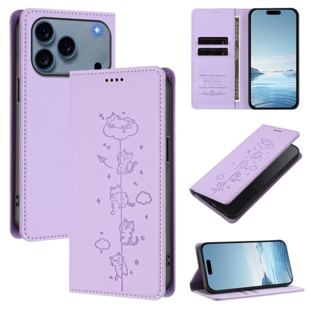 Leather Flip Wallet Case For Iphone 17 Pro Max With Purple 941196023469