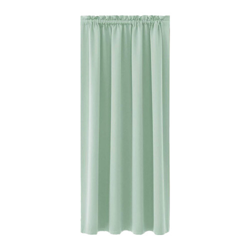 Blackout Curtain Green Solid Color Heat Insulating 1 Pair