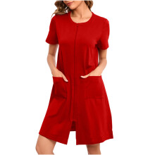 Women's Lightweight Winter Robe with Pockets Red 2X