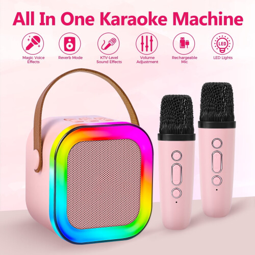 Mini Karaoke Machine Portable Bluetooth Speaker with 2