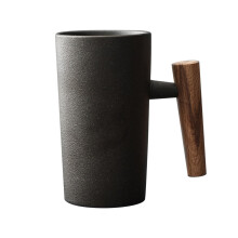 Ceramic Mug Retro Stoneware Wooden Handle 250ml