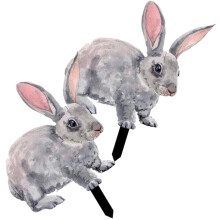 Garden Rabbit Stakes 2Pcs Decorative Outdoor Ornament Multi Colored Acrylic For Pathway Lawn Yard 10X7.9X0.1In
