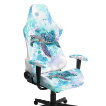 Sea Turtle Gaming Chair Cover with Armrest Covers, Elastic Edge, Breathable, Rotating Office Chair Cover – Compatible with Most Chairs