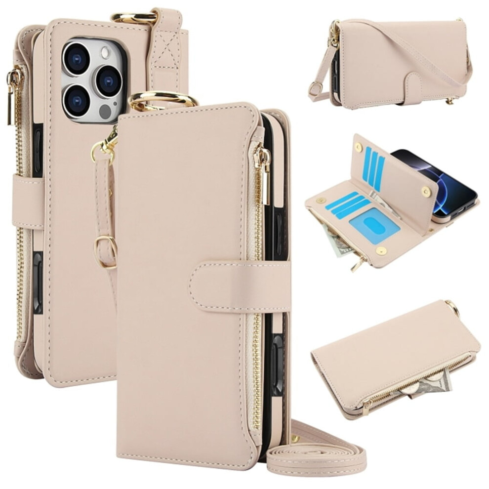 Iphone 16 Pro Rfid-Blocking Magnetic Flip Wallet Case Beige Cream 9152228977402