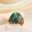 Men's Gothic Tiger Eye and Turquoise Wedding Ring Stainless 2