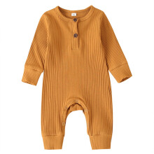 Toddler Long Sleeve Ribbed Henley Romper One-Piece