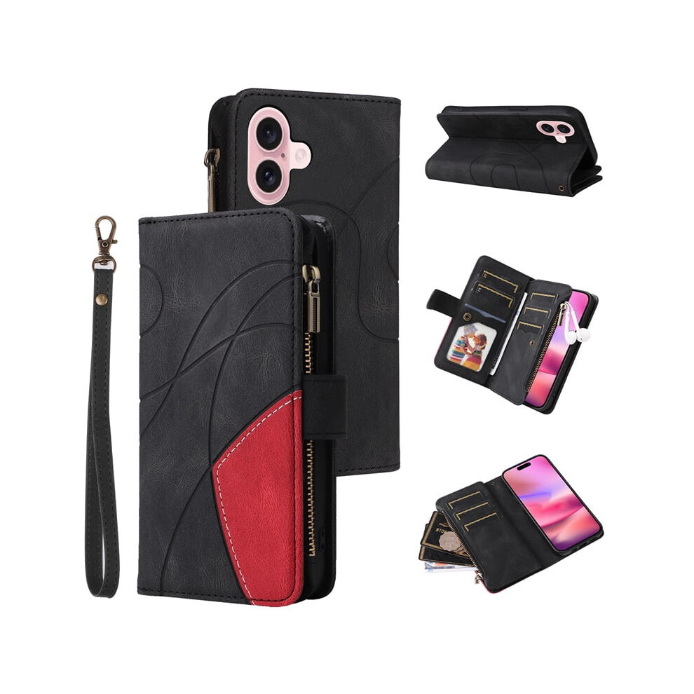 Iphone 16 Wallet Case Pu Leather 9-Card Holder Black 9152228980945
