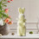 Flocked Bunny Figurine with Bow Tie Spring Ornament 1