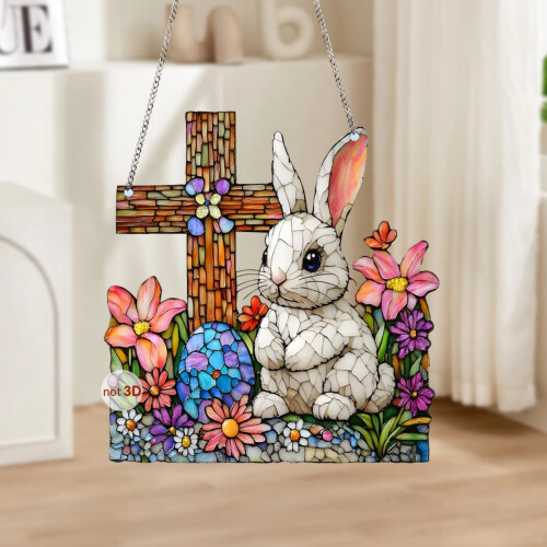 Easter Acrylic Pendant Bunny Egg Window Hanging Decor Style 2