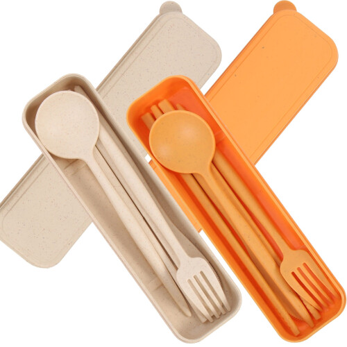 Portable Tableware Set Wheat Straw Modern Design 2 Sets 2