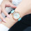 Women's butterfly dial leather strap watch 1 piece 2