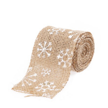 6CM Burlap Snowflake Ribbon for Christmas Crafts - 2M Brown