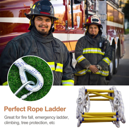 Fire Escape Rope Ladder with Hook Reusable Portable 1